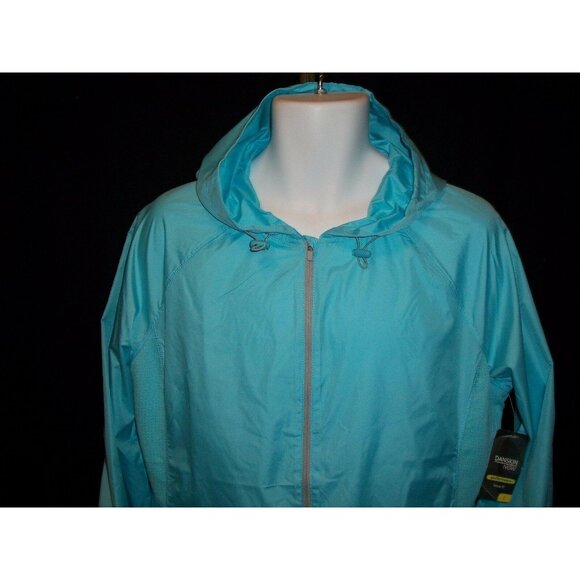 Danskin Womens Full Zip Hoodie Athletic Track Jacket Blue Neon Size 12-14 Large - Picture 2 of 11